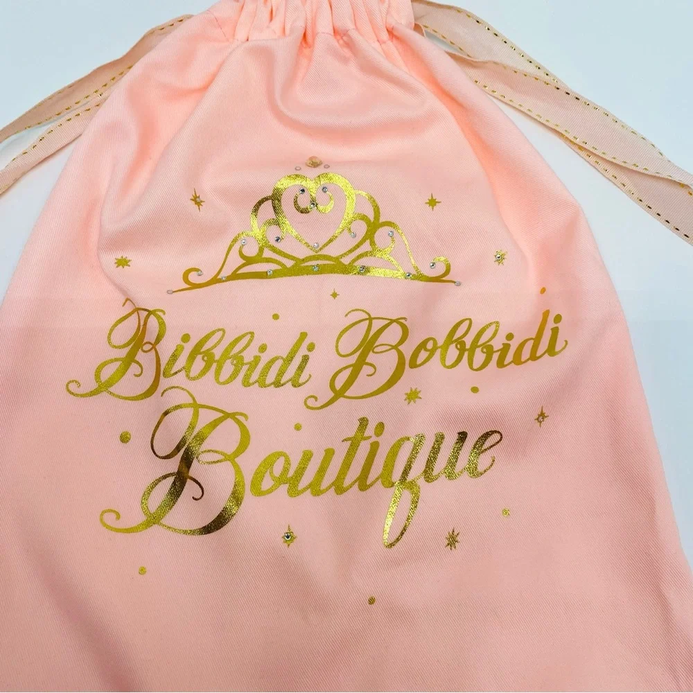 Disney Parks Bibbidi Bobbidi Boutique Pink Gold Cinch Fabric Backpack Princess